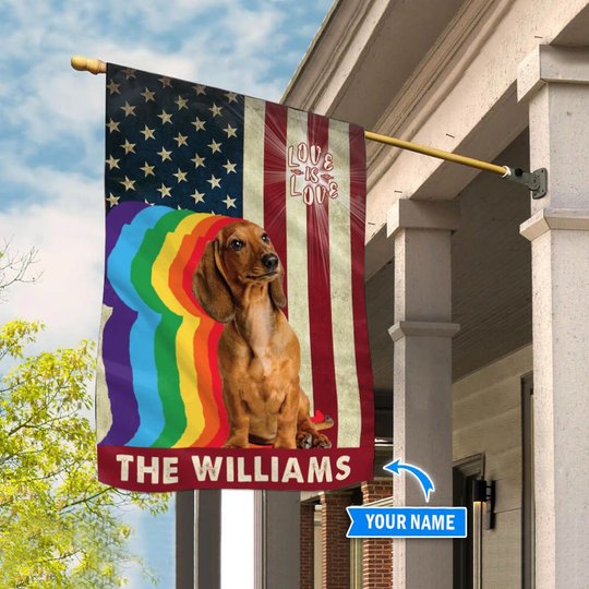 MHFCHO406 Dachshund LGBT Personalized Flag