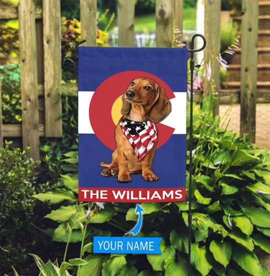 DIFDS1003-Dachshund Colorado Personalized Flag