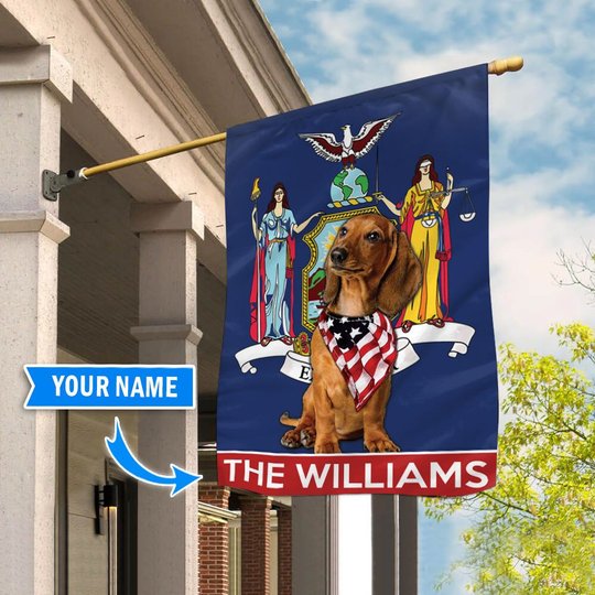 DIFDS1007-Dachshund New York Personalized Flag