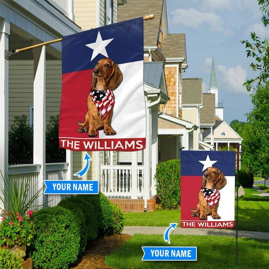 DIFDS1010-Dachshund Texas Personalized Flag