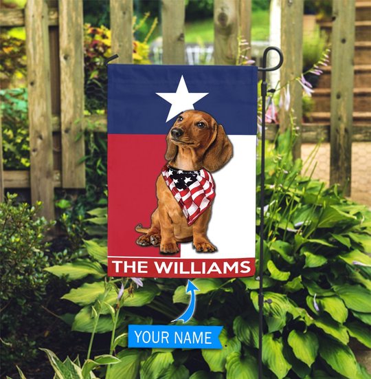 DIFDS1010-Dachshund Texas Personalized Flag
