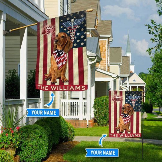 DIF7005-Dachshund-Nurses- Personalized Flag