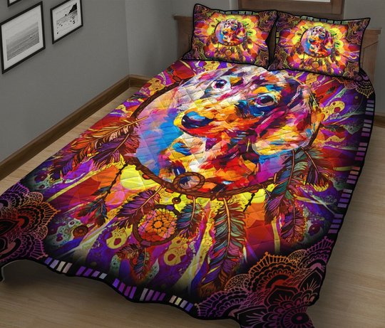 CHED1004 Dachshund Quilt Bed Set
