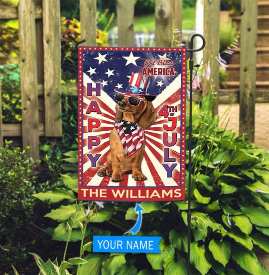 DIF6005-Dachshund God bless america - 4th of july Personalized Flag