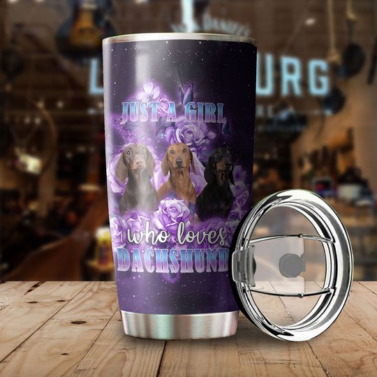 MHUCHO205 A Girl Who Loves Dachshunds Personalized Stainless Steel Tumbler