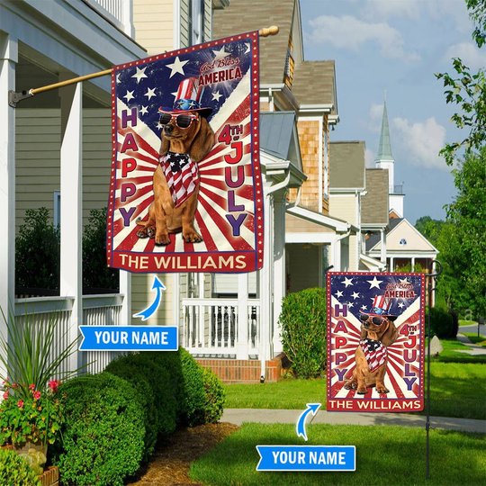 DIF6005-Dachshund God bless america - 4th of july Personalized Flag