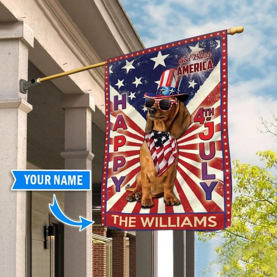 DIF6005-Dachshund God bless america - 4th of july Personalized Flag