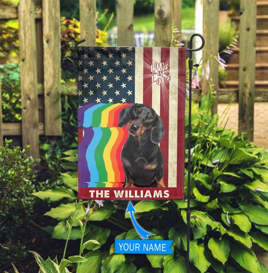 MHFCHO403 Black Dachshund LGBT Personalized Flag