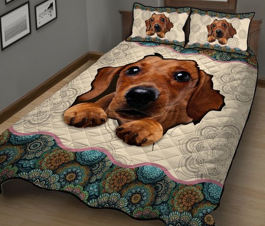 TUE4003 Dachshund Quilt Bed Set