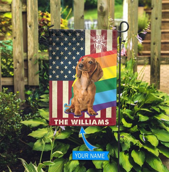 MHFCHO306 Dachshund LGBT Personalized Flag