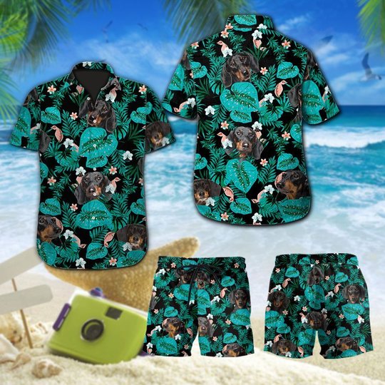 DITCOMBODOG1002-Dachshund- Hawaii Shirts -Men's Shorts