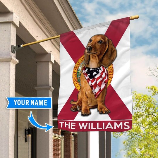 DIFDS1004-Dachshund Florida Personalized Flag