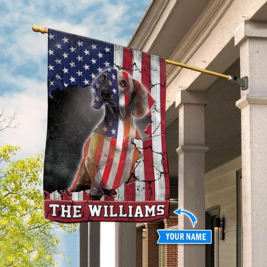 THF0257 Dachshund Personalized Flag