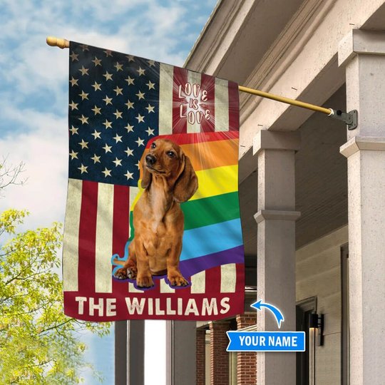 MHFCHO306 Dachshund LGBT Personalized Flag