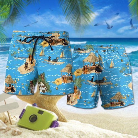 CHT0115-CHO0115 Beach Dachshund Hawaii Set
