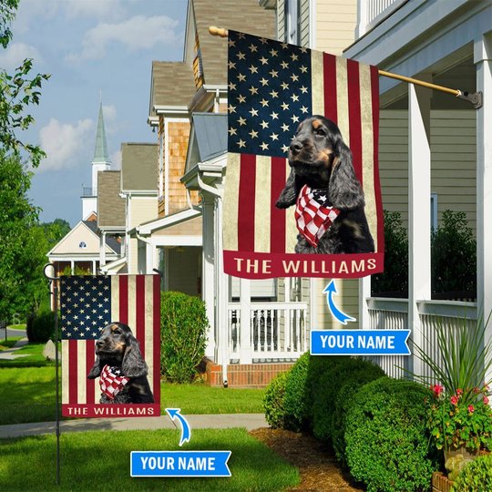 BIF1339 Black dachshund with tan and white Personalized Flag