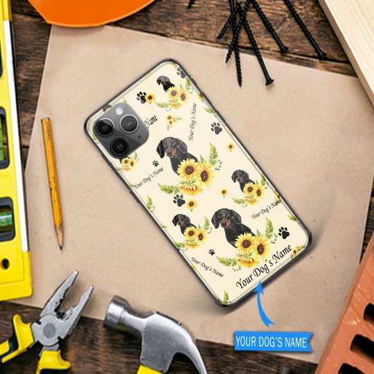 DUP1006 Dachshund Personalized Glass Phone Case