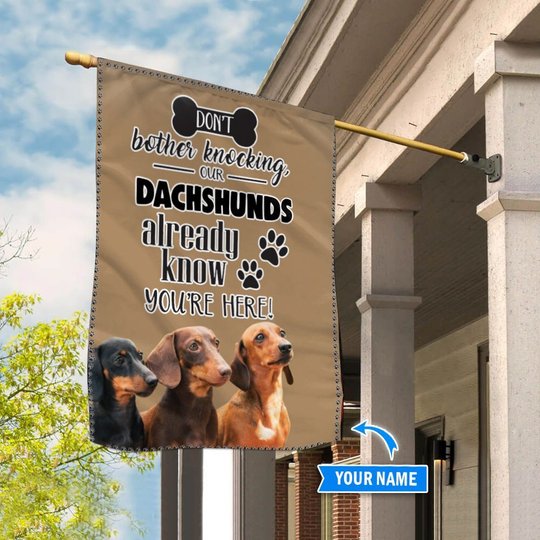 BIF1402 Dachshund Don't bother knocking Flag