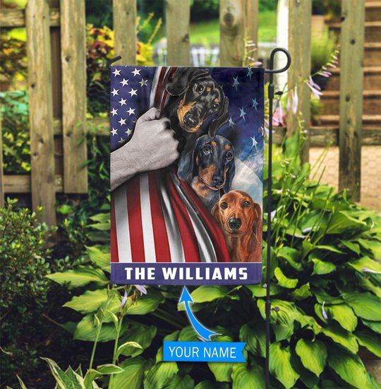 HUFDOG1003 Dachshund Personalized Flag