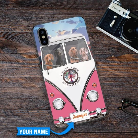 THP20070313 Hippie Dachshund Personalized Glass Phone Case