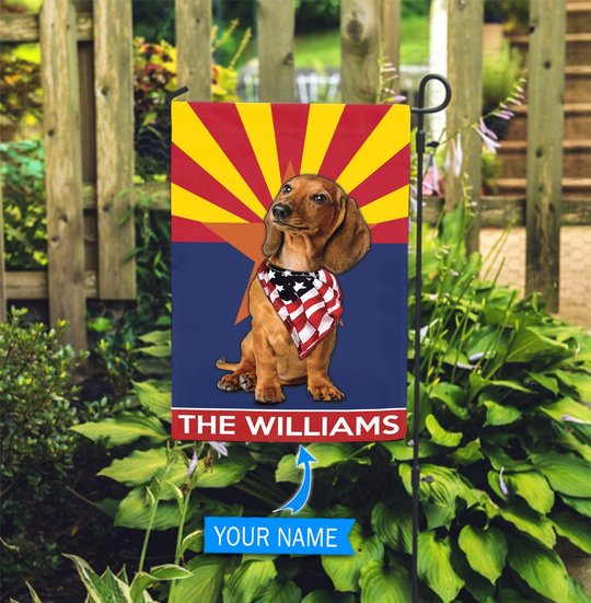 DIFDS1001-Dachshund Arizona Personalized Flag