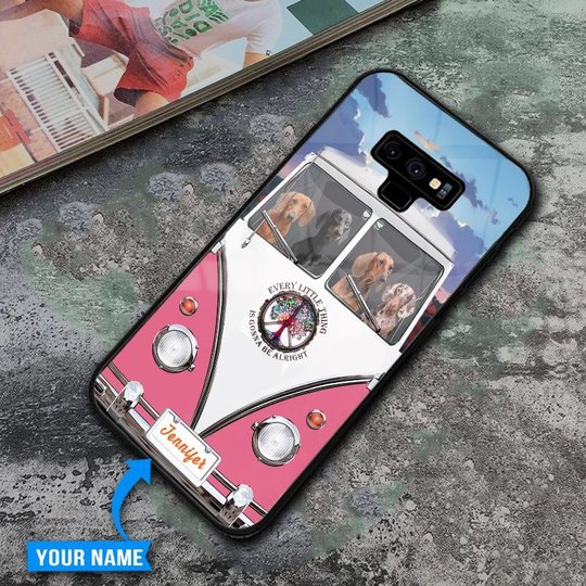 THP20070313 Hippie Dachshund Personalized Glass Phone Case
