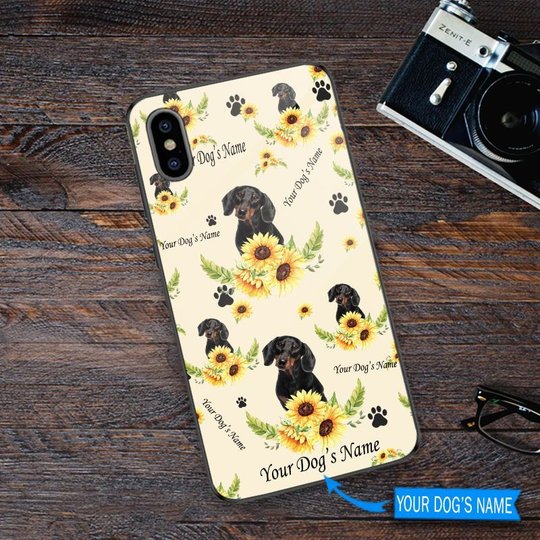 DUP1006 Dachshund Personalized Glass Phone Case