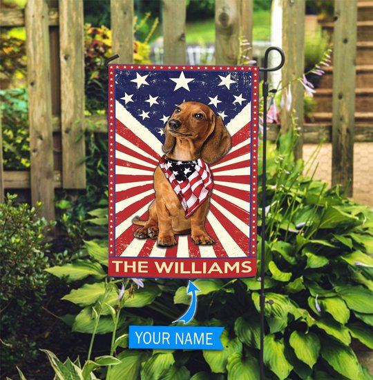 DIF3008-Dachshund Personalized Garden Flag-House Flag