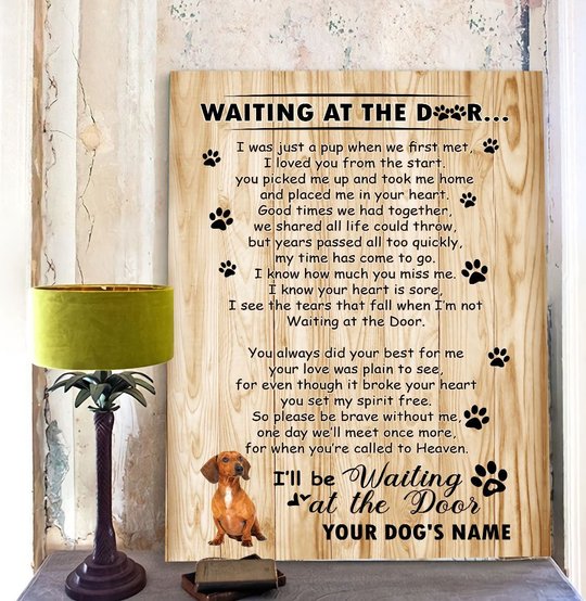BID20070208 Dachshund Waiting At The Door Personalized Matte Canvas
