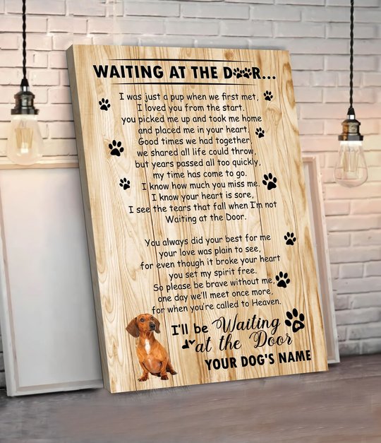 BID20070208 Dachshund Waiting At The Door Personalized Matte Canvas