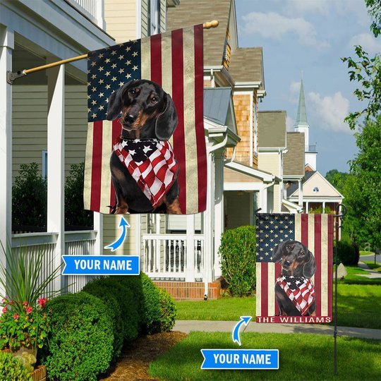 BIF1121 Black Dachshund Personalized Flag