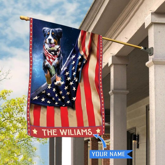 CHFD1014 Bernese Mountain Personalized House Flag