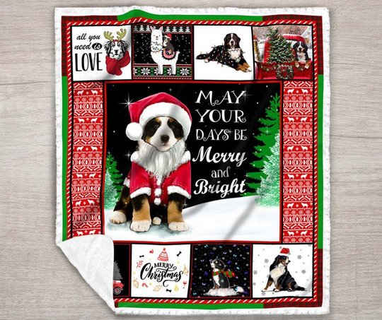 DDQ121101 Bernese Mountain Dog Xmas Quilt Blanket