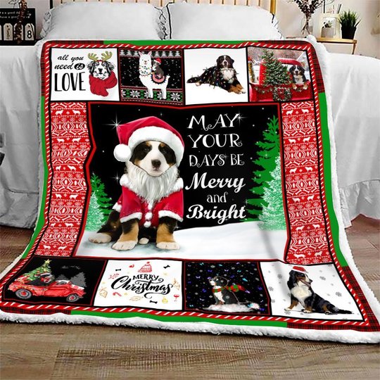 DDQ121101 Bernese Mountain Dog Xmas Quilt Blanket