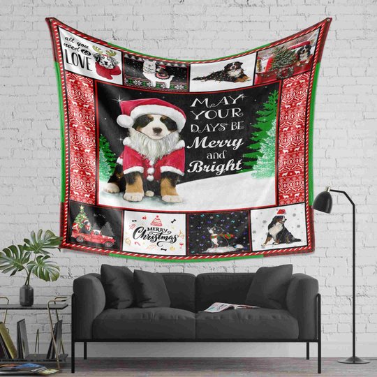 DDUSAB121101 Bernese Mountain Dog Xmas Fleece Blanket – Made in USA