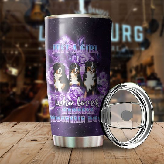 MHUCHO202 A Girl Who Loves Bernese Mountain Dogs Personalized Stainless Steel Tumbler