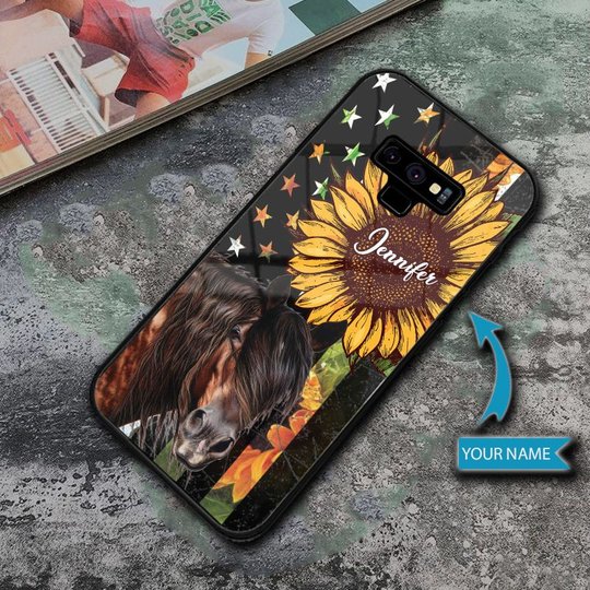 TUP0103 Horse Personalized Glass Phone Case