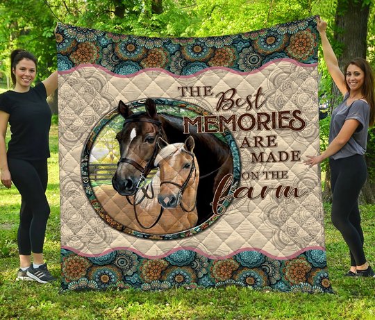 TUQ5002 TUE5002 Horse Quilt Bed Set & Quilt Blanket