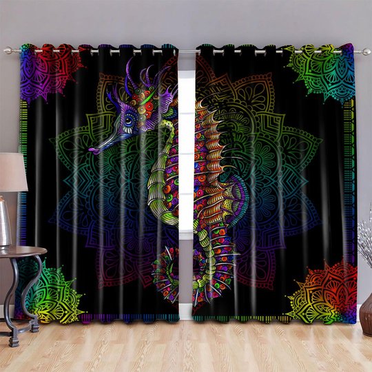 DIWA008-seahorses 1 WINDOW CURTAINS