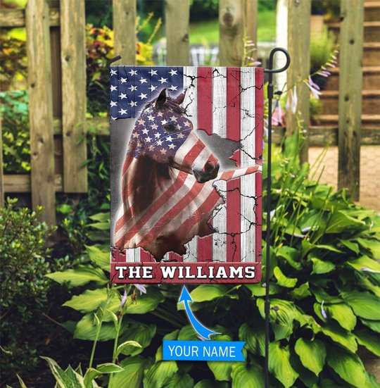 THF0271 Horse USA Personalized Flag