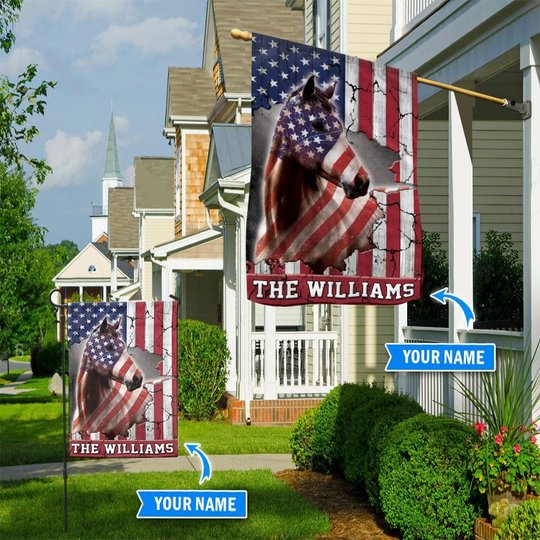 THF0271 Horse USA Personalized Flag