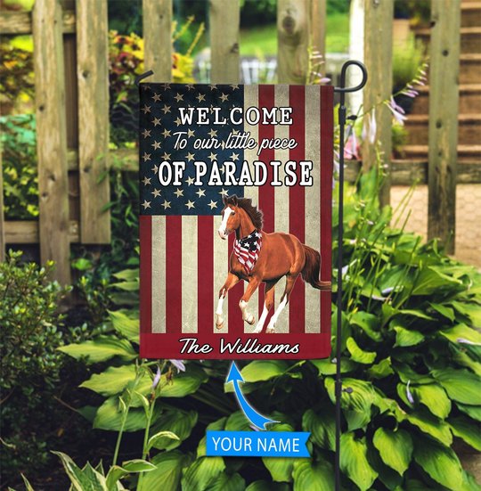 BIF20071315 Horse Welcome To Our Paradise Personalized Flag