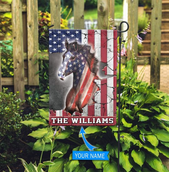 THF0273 Horse USA Personalized Flag