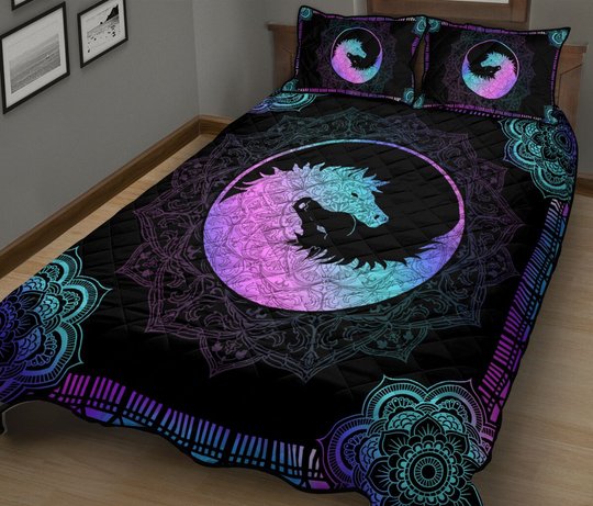 THE5064 Yin Yang dog horse Quilt Bed Set