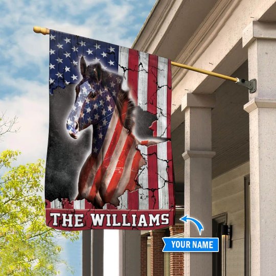 THF0273 Horse USA Personalized Flag