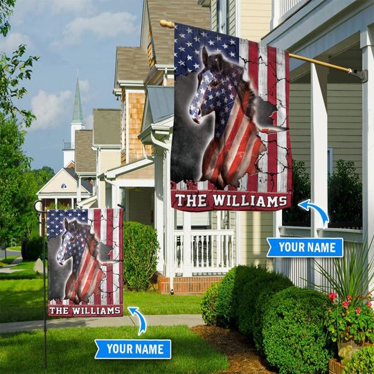 THF0273 Horse USA Personalized Flag