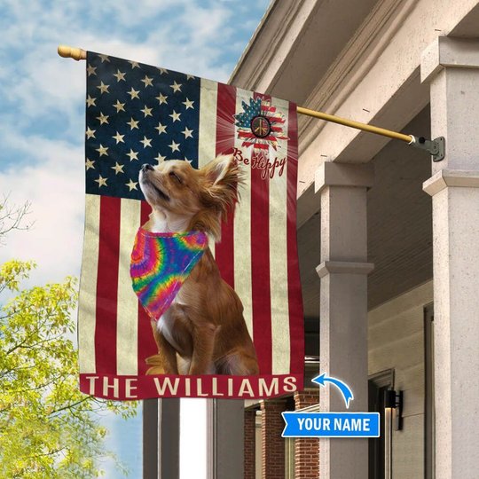 MHFCHO112 Chihuahua Hippie Personalized Flag