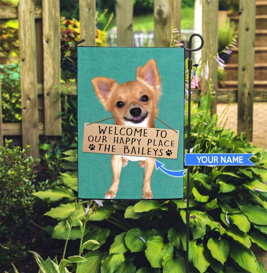 THF20072403 Chihuahua-Welcome to our happy place Personalized Flag