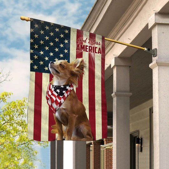 THF0122 chihuahua God Bless House Flag