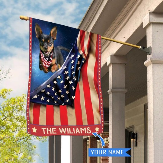CHFD1056 Chihuahua Black Personalized House Flag